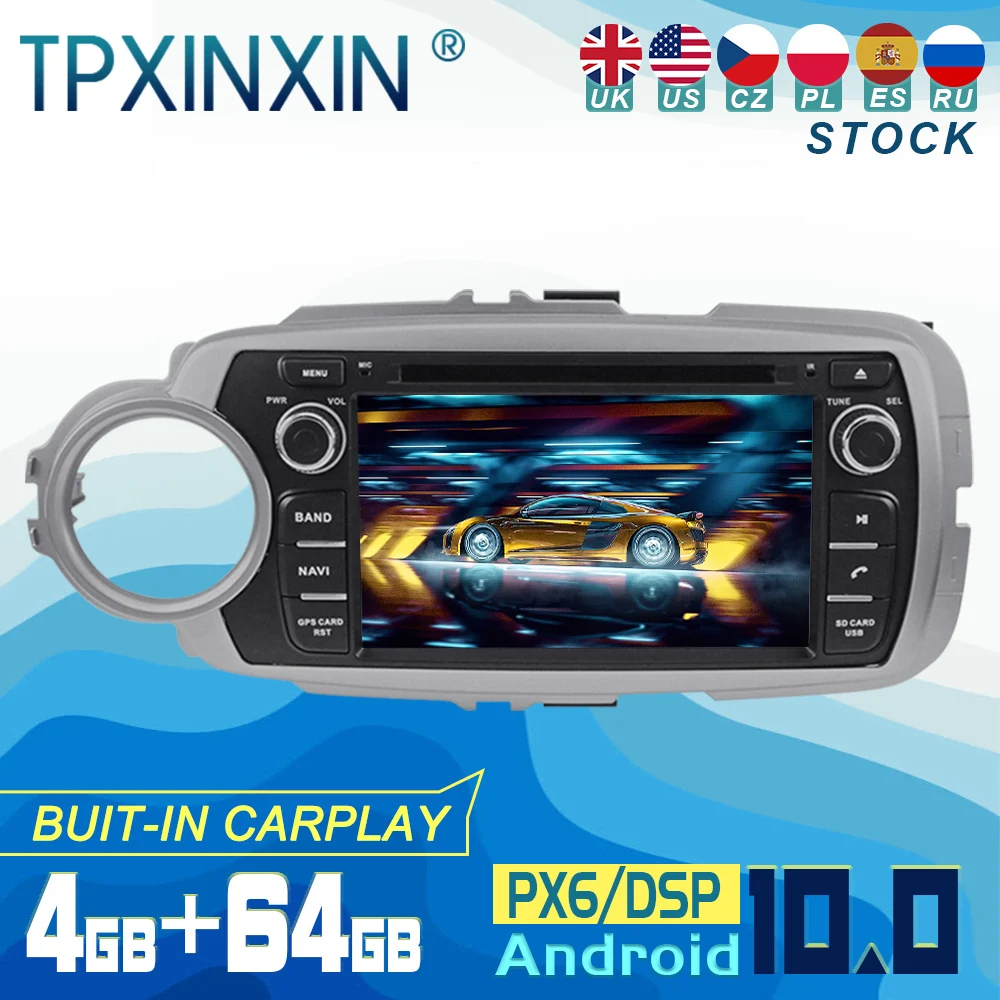 

For Toyota Yaris 2012-2015 Android 10 Carplay Radio Player Car GPS Navigation Head Unit Car Stereo CD DVD WIFI DSP BT