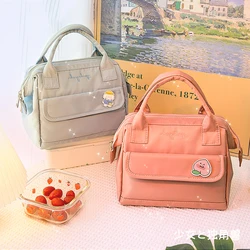 New Badge Pin Lunch Bag Women Large Waterproof Storage Bags Lunch Box Cute Thermal Breakfast Box Portable Picnic Travel WY367