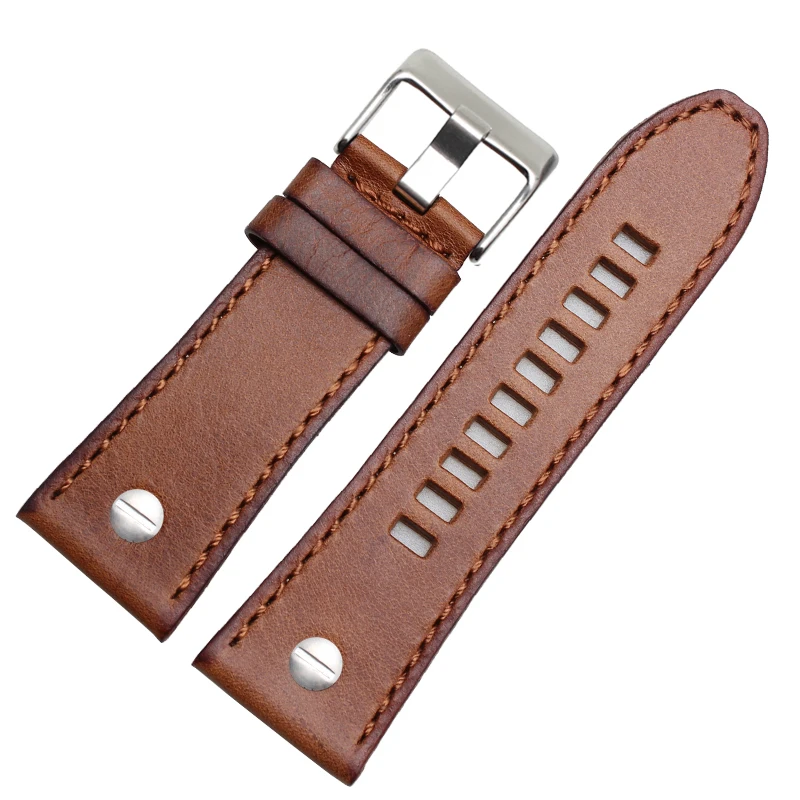 Italian Leather Watchband For DZT2002 DZ7314 7406 4471 7332 4476 Strap Brown  22mm 24mm 26mm Bracelet Men Retro Wristband