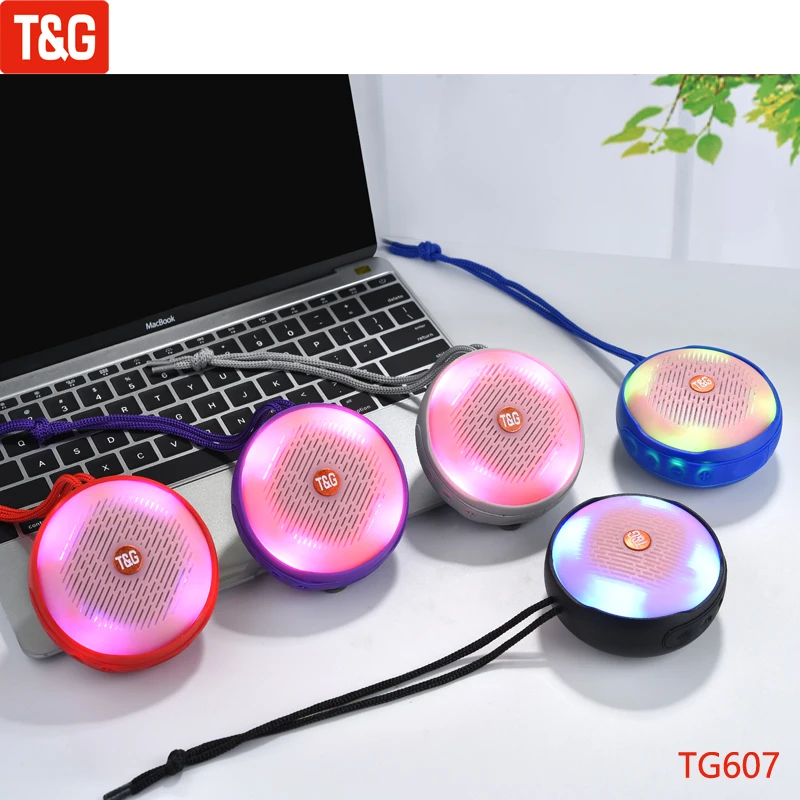 T&G TG607 Mini Bluetooth Speaker Portable Handheld Speakers Wireless Waterproof Loudspeaker Support FM TF AUX USB with LED Light