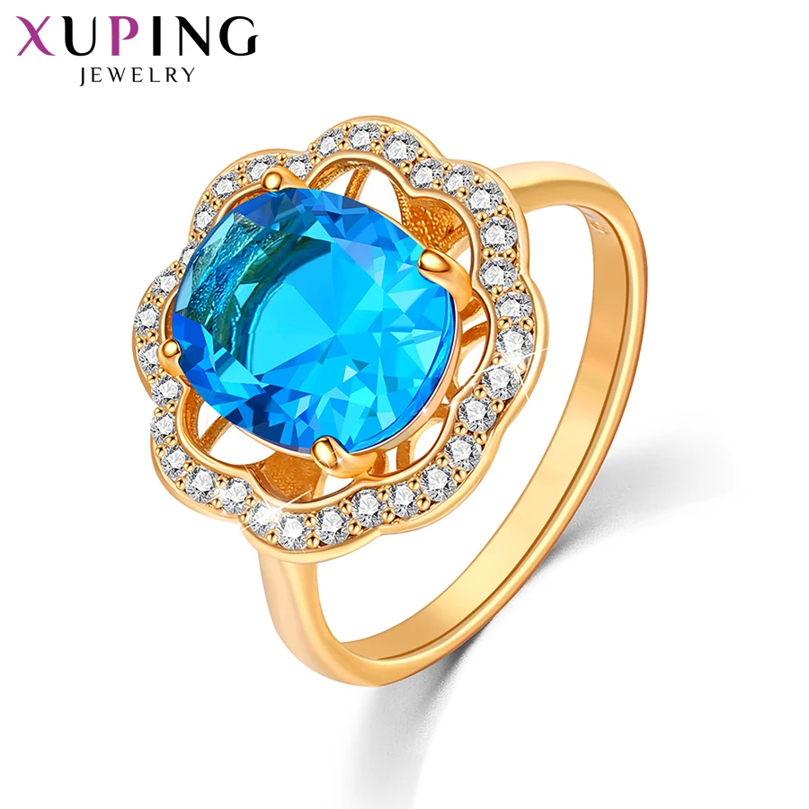 Xuping Jewelry Fashion Simple Multicolor Stone Promotion Gold Plated Charm Ring for Women Girl Rings  13147