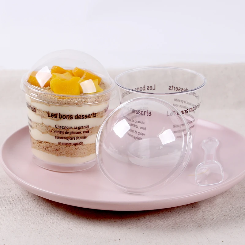 25pcs Birthday Wedding Christmas Party Favors Baking Dessert Box Ice Cream Pudding Cake Transparent Hard Plastic Cup With Lid