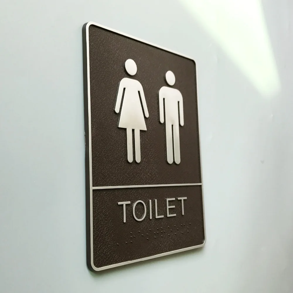 3D digital, Women Toilet Sign, With Raised White Tactile Graphic Characters, Text, and Grade 2 Braille for The Blind, 1pcs