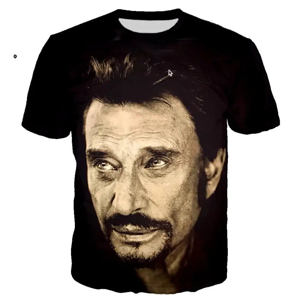 2021 Rock Singer Johnny Halliday 3D Print T-shirt Unisex Fashion Casual Streetwear Hip Hop Clothes Harajuku Streetwear T-shirts