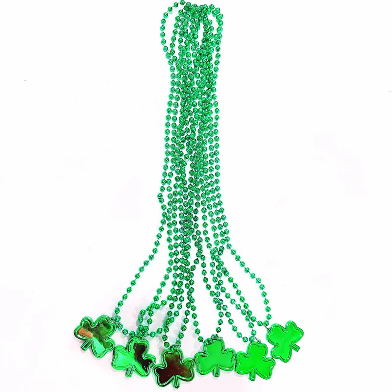 6Pcs St. Patrick’s Day Themed Party Decoration Necklace Irish Day Necklace Clover Letter Party Necklace