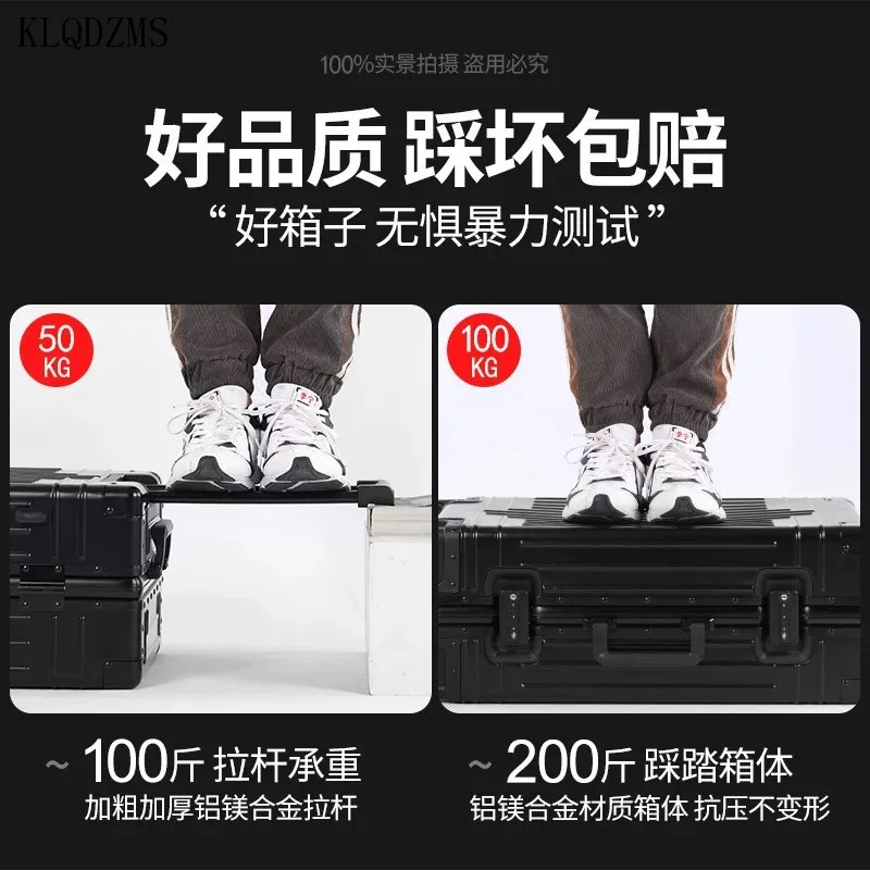 KLQDZMS 20“24''26''29 inch 100% Aluminum Alloy Fashion Business Travel  Luggage Detachable Lining High-end Business Suitcase