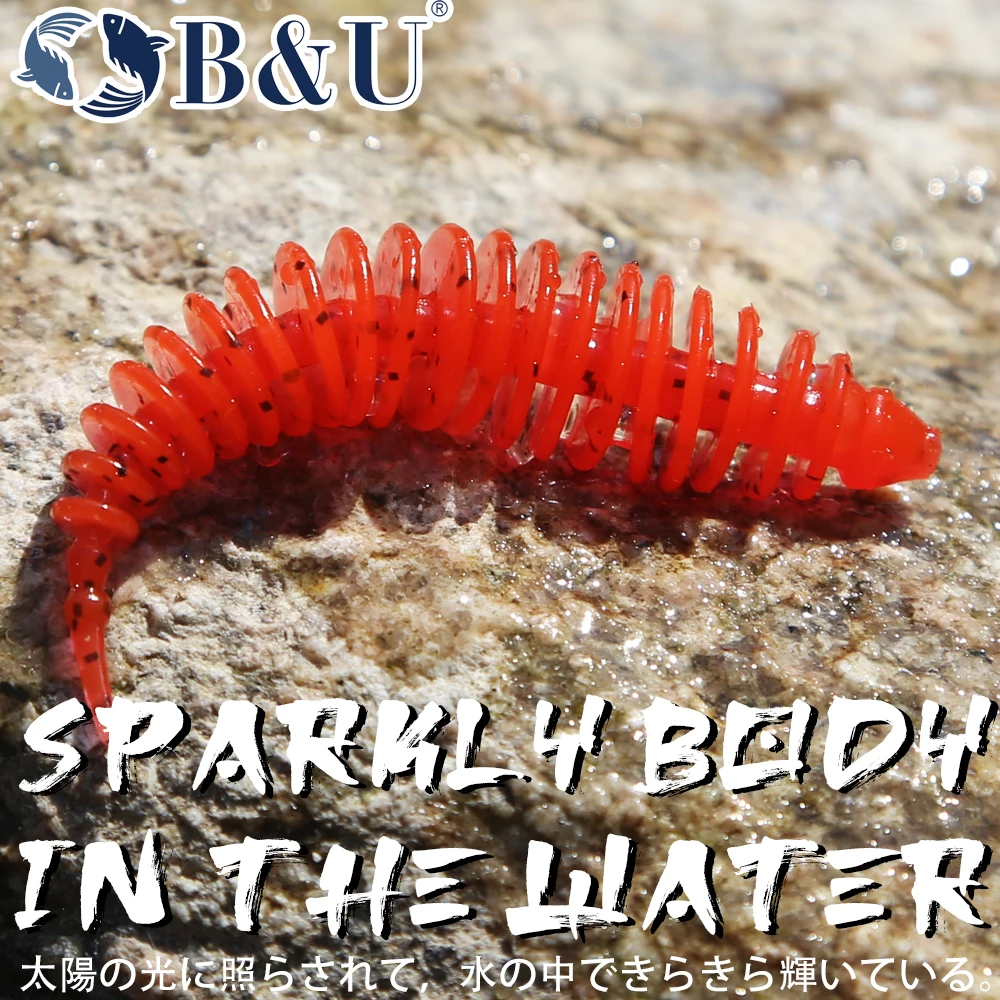 B&U 40 mm 60 mm weicher Angelköder Shad Silikonköder Wurm Wobbler Künstlicher Leurre Souple für Hecht Swimbait – Detail 3