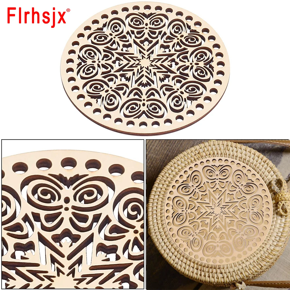 Natural Wooden Basket Bottom Round Wood Bottom Crochet Bag Supplies Basket Base Weaving Wood DIY Craft Tools Home Decoration