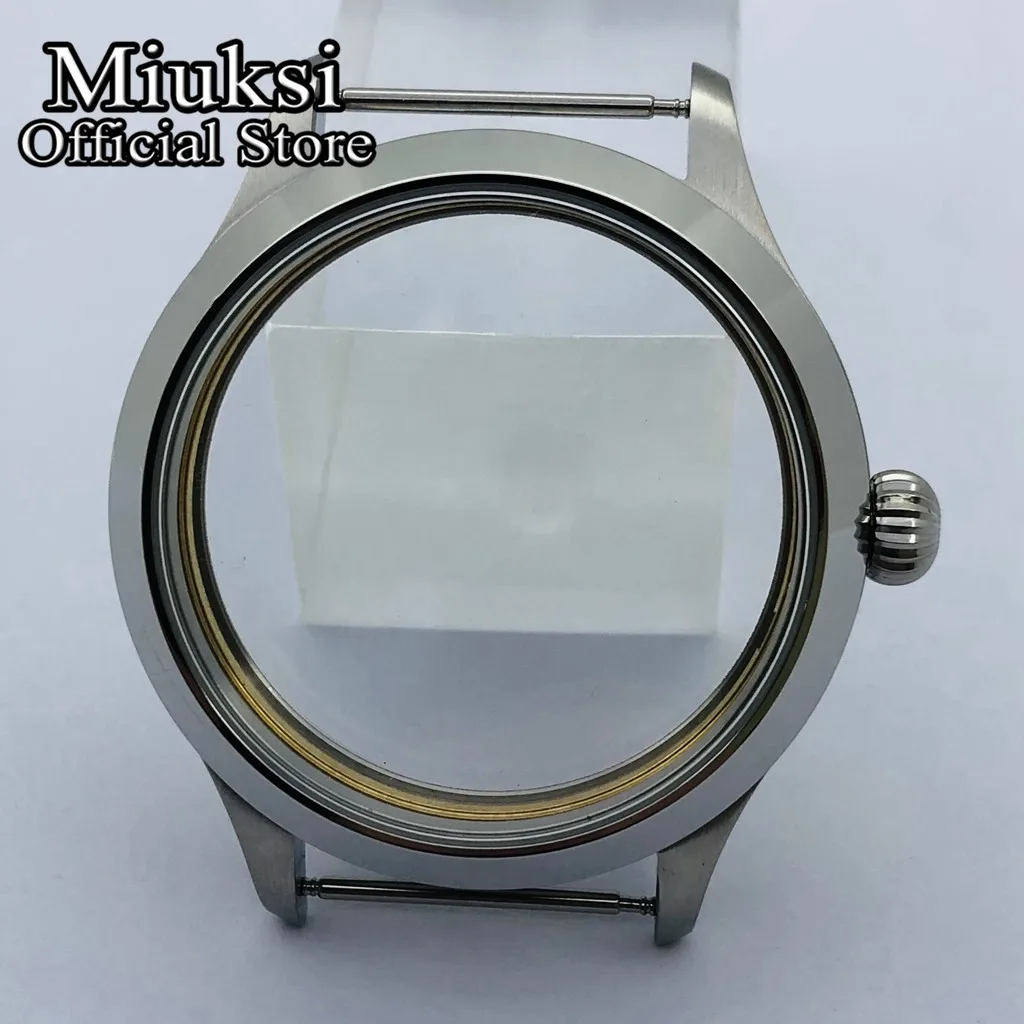 Miuksi 45mm silver stainless steel case fit ETA 6497 6498 Seagull ST3600 ST3620 ST36 series movement