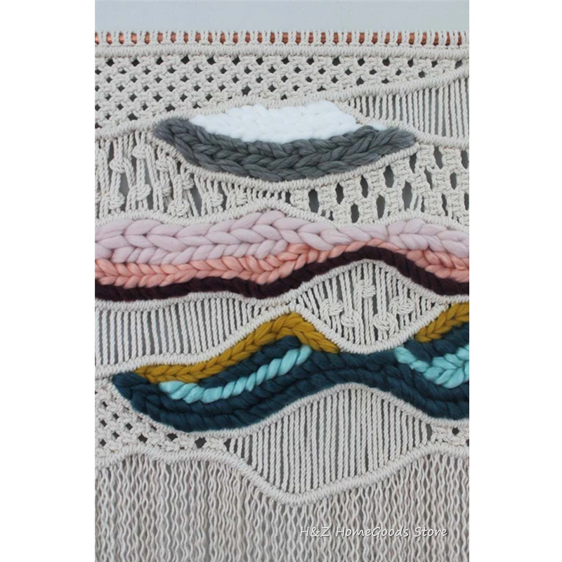 Colorful Hand Woven Tapestry Gorgeous Macrame Bohemian Chic Wall Hanging For Home Decoration Living Room Apartment Dorm 80*80CM
