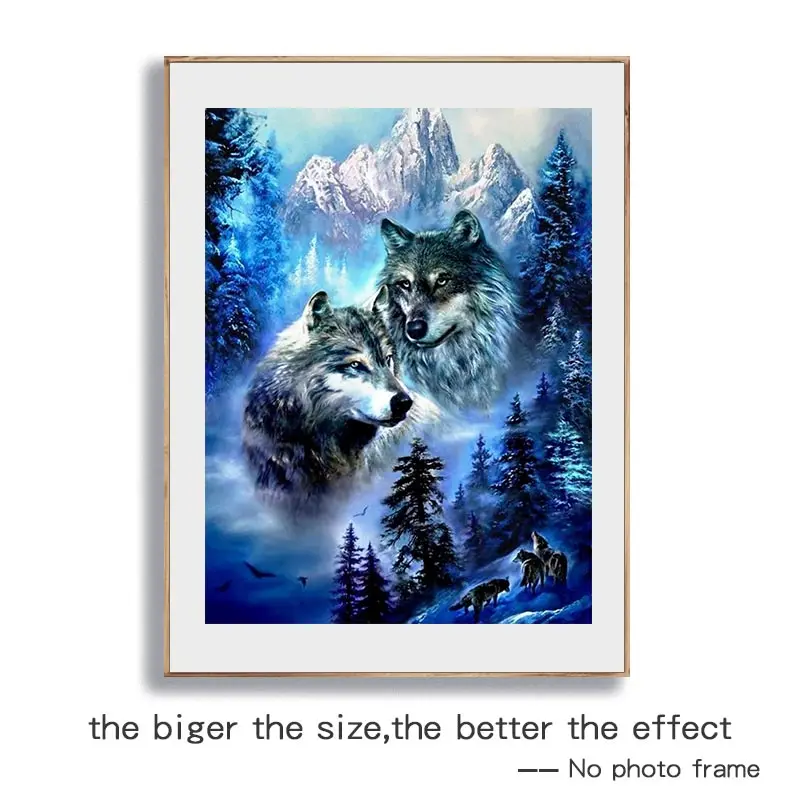 5D DIY Diamond Painting Animal Wolf Cross Stitch Kit Full Drill Square Embroidery Diamond Mosaic Picture of Rhinestones Decor