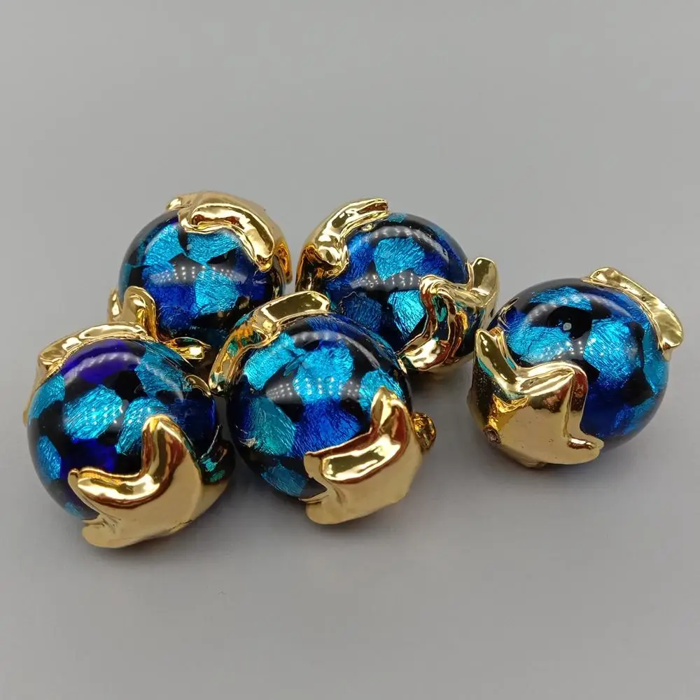 Wholesale 5 PCS Blue Murano Glass Connector Spacer Bead for Making Jewelry DIY