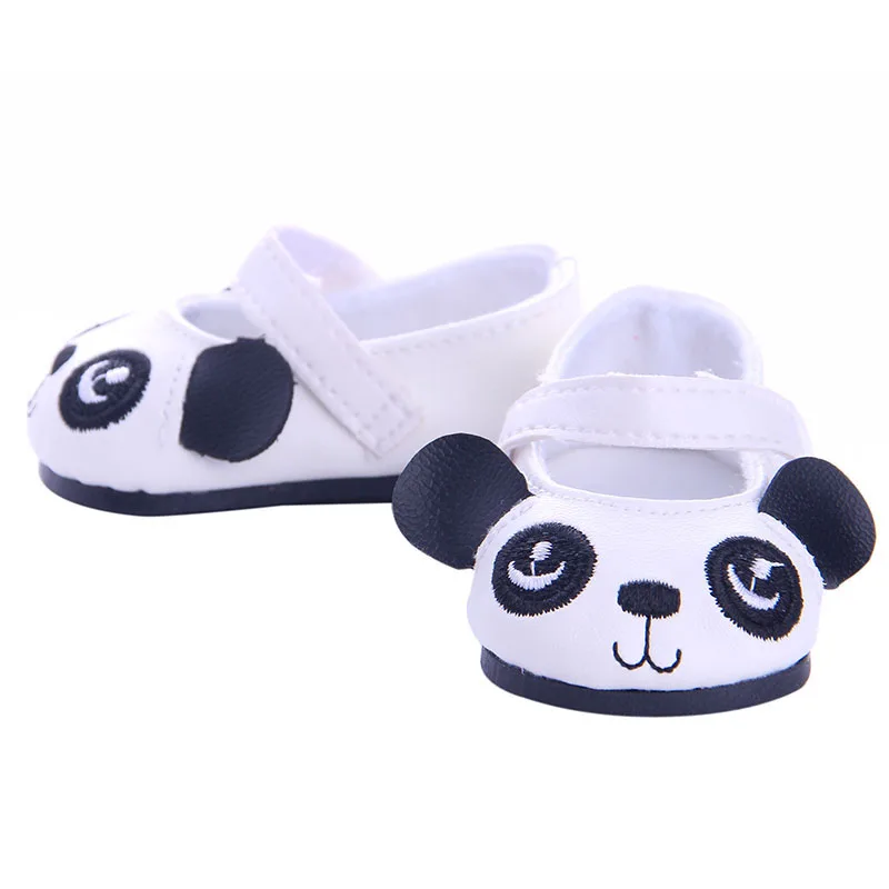 Bambola gatto Panda colori scarpe in pelle per bambola americana da 18 pollici e 43Cm bambino nato regalo giocattolo per ragazza di compleanno di