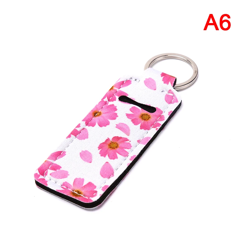 1pc Creative Keychain Neoprene Chapstick Holders Lipstick Cases Cover Portable Balm Holders Marble Style Keyring Party Gifts