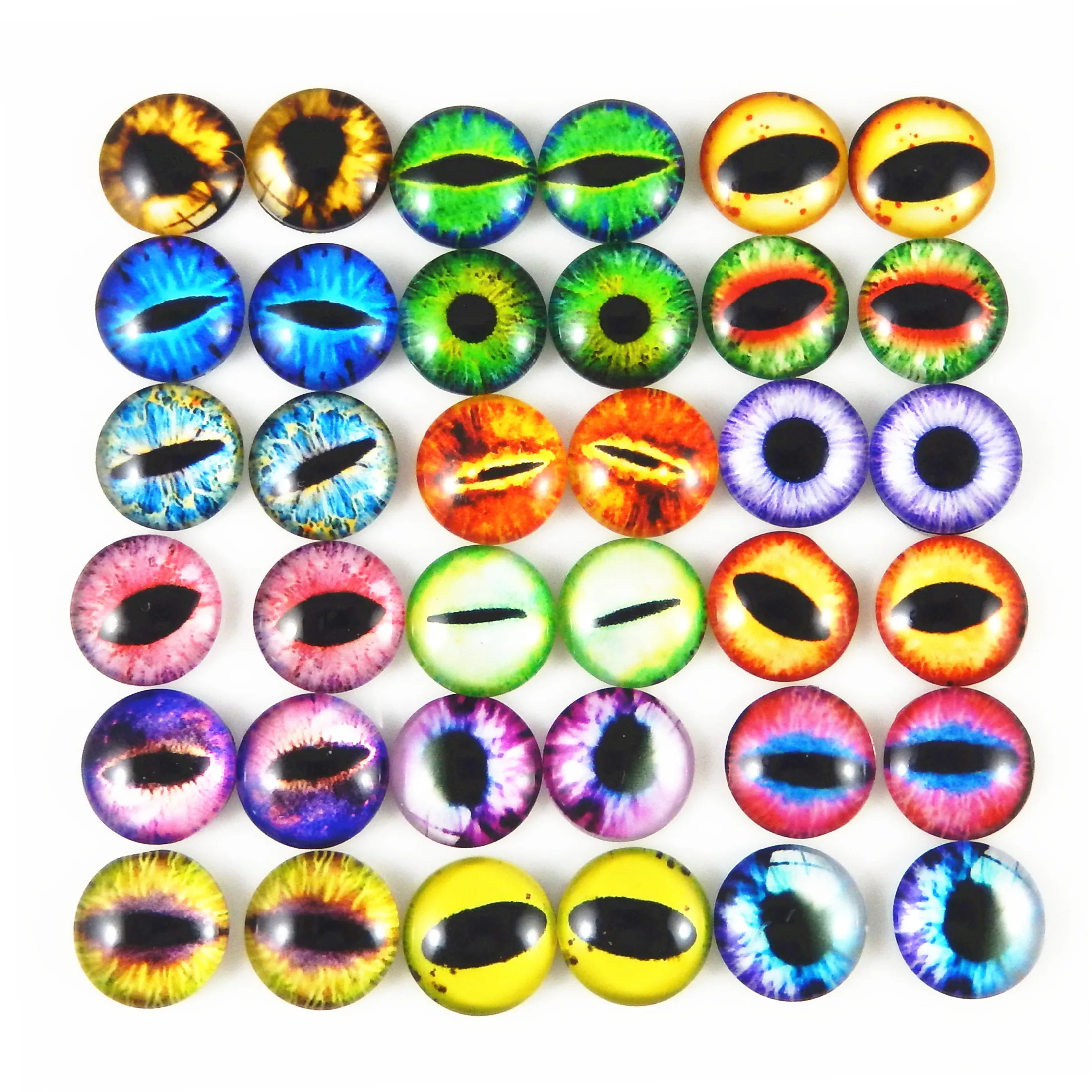 50pcs/lot  Glass Eye Pupil 10mm Dragon Eyes Round Glass Cabochon Jewelry Findings Accessories Pendant Cameo Setting