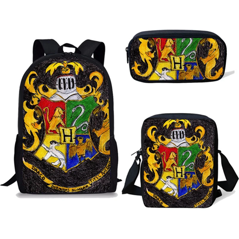 Cartoon Magic School Printing Backpacks Set Children Book Bag Backpack For Teenager Boys Girls Daily School Bags Custom Mochila