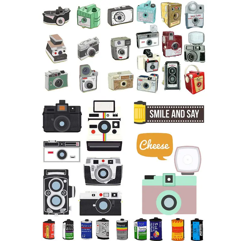 2 pcs/lot Vintage Camera and Film  Cosas Kawaii Uncut Stickers Scrapbooking Stationery Washi Tape Set School Supplies