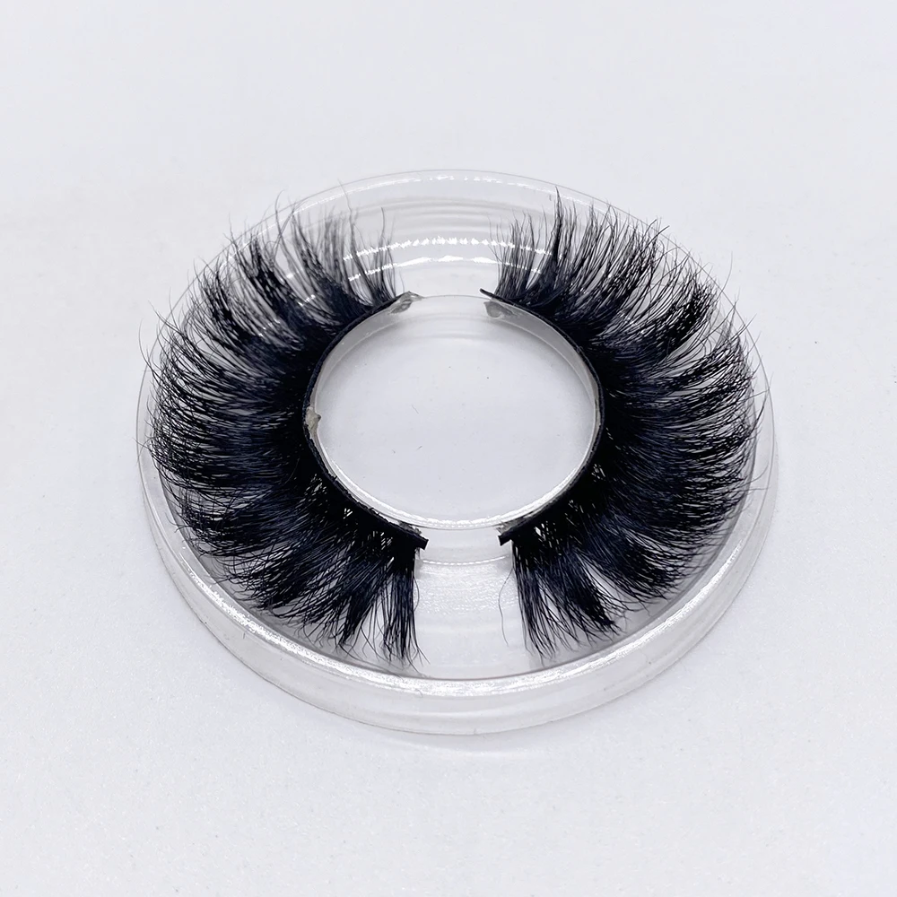 5D Mink Eyelashes Reuse Crystal Round Box Factory Stock Natural Fluffy Curl Embellish Eye 20mm Lashes