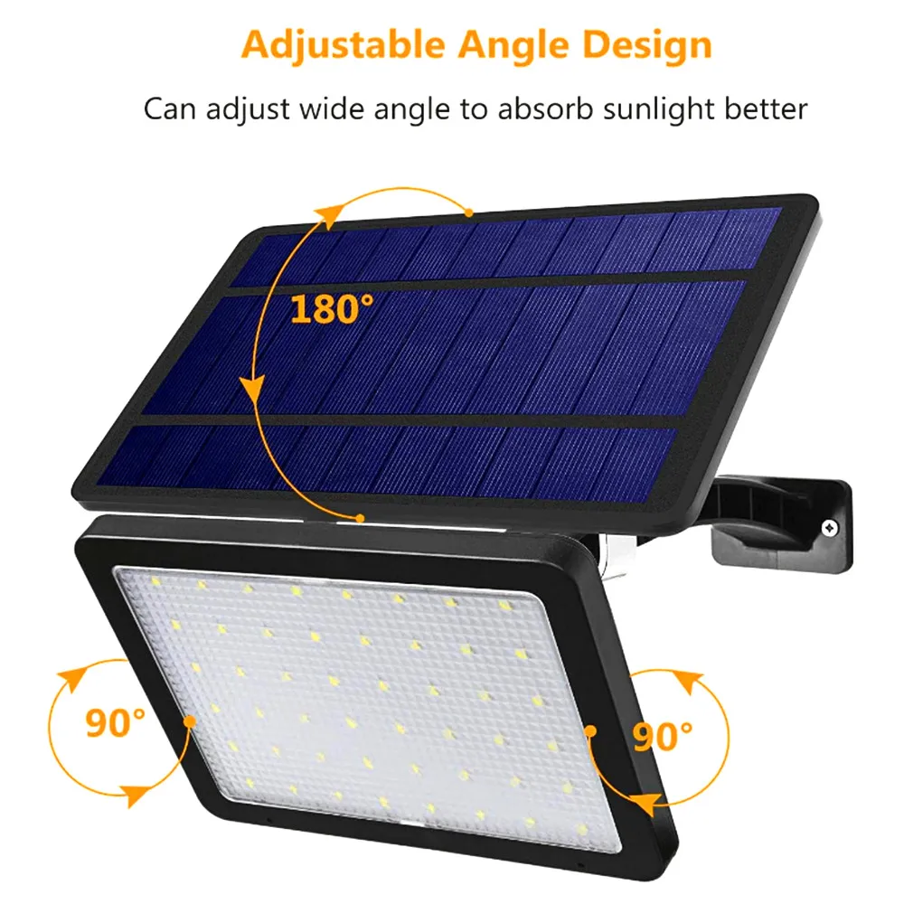 48LED Highlight Solar Light Outdoor Wall Lamp Split/Integrated Adjustable Angle Waterproof IP65 3.2V/5500mA Security Garden Lamp