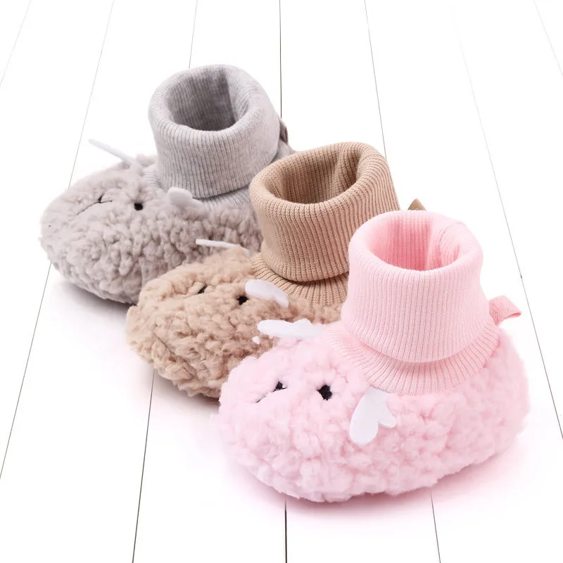 0-18 M Cute Cartoon Warm Newborn Toddler Non-slip Boots First Walkers Baby Girls Boys Shoes Soft Sole Snow