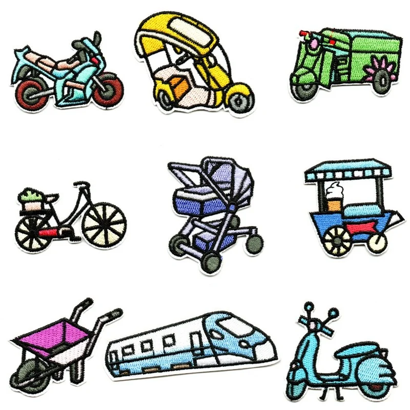 

100pcs/lot Luxury Embroidery Patch Vehicle Train Stroller Clothing Decoration Sewing Accessory Diy Iron Heat Transfer Applique