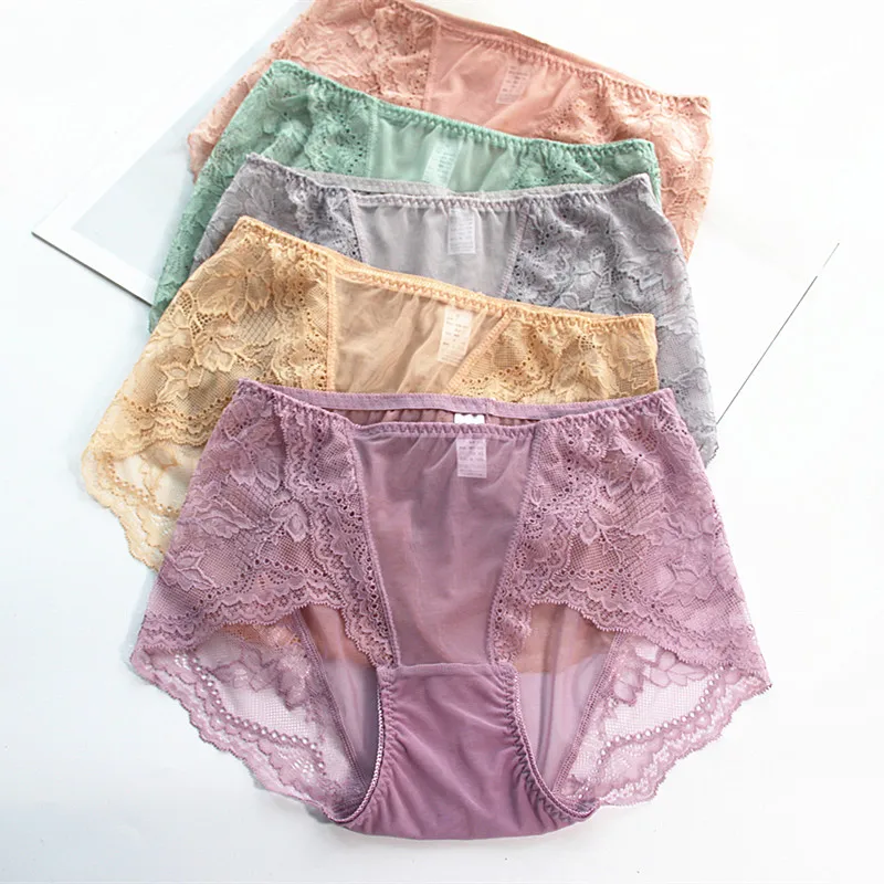 New Mesh Lace Seamless Women Panties Sexy Comfortable Briefs With Large Size and Many Multicolor Female Underwear