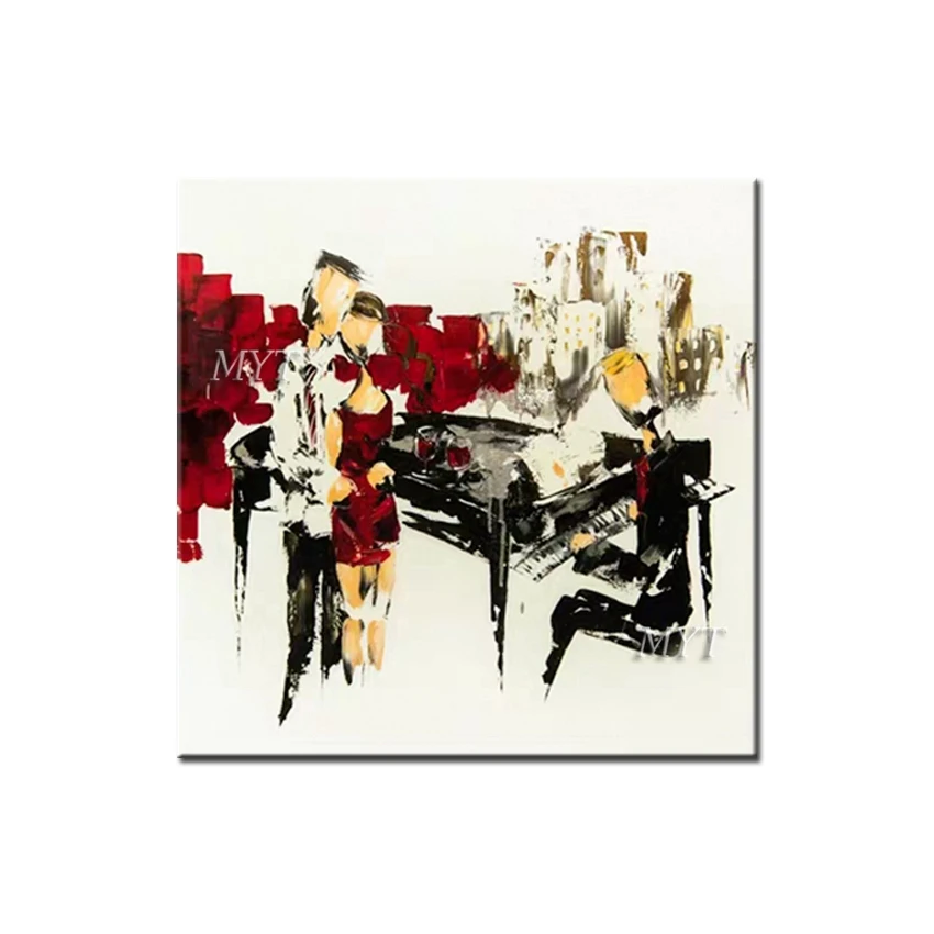 Parents' Expectations For Their Child To Become A Pianist Abstract Oil Painting Wall Art Home Decor Picture Modern On Canvas