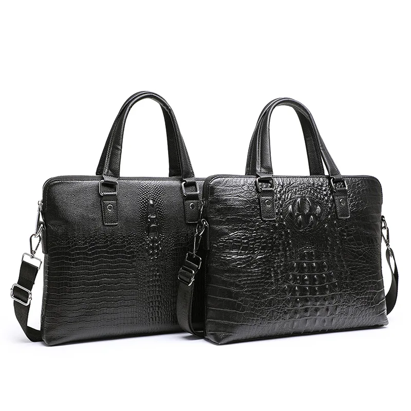 New Luxury Alligator Cow Genuine Leather Business Men\'s Briefcase Male Briefcase Shoulder Bag Men Messenger Laptop Computer Bag