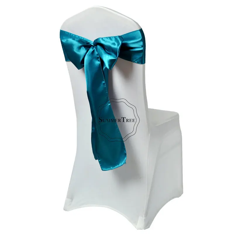 Cadeira de cetim Sash Bow para Banquete, Laços, Borboleta Artesanato Decoração, Festa de Casamento, 6x108 ", 15x275cm