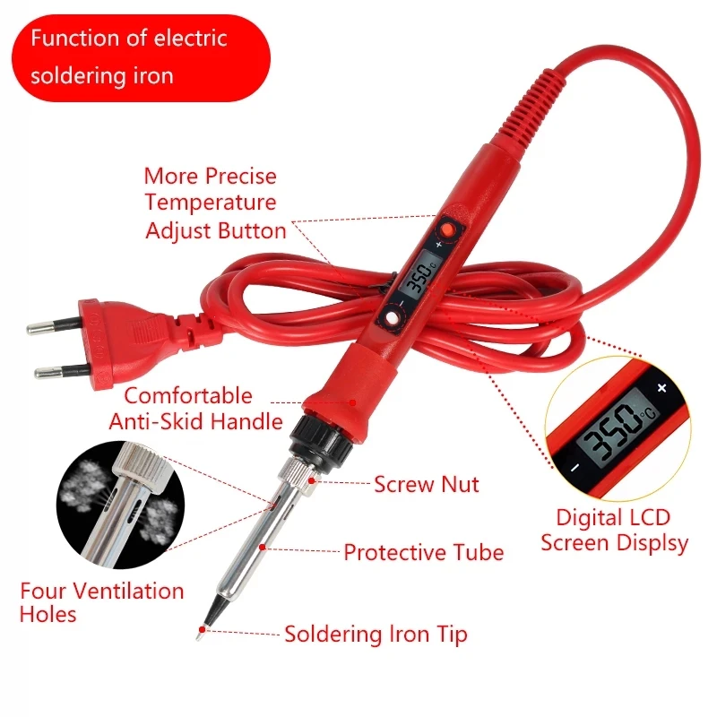 CAUTIN soldering iron kit with Digital multimeter 6000 counts AC/DC voltage meter Flash light solder iron 80W 220V welding tool