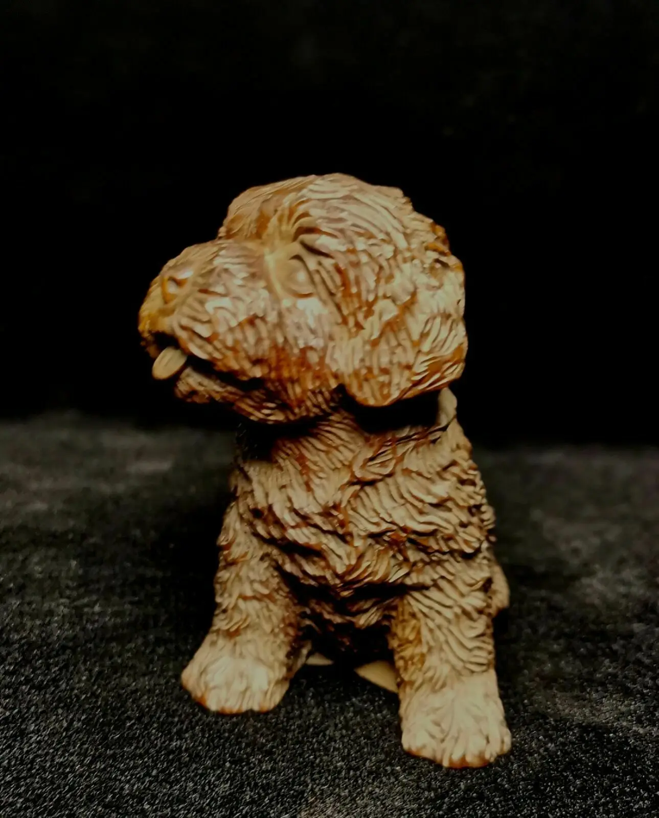 china antique wood carving Boxwood Poodle dog wooden statue decorative sculpture