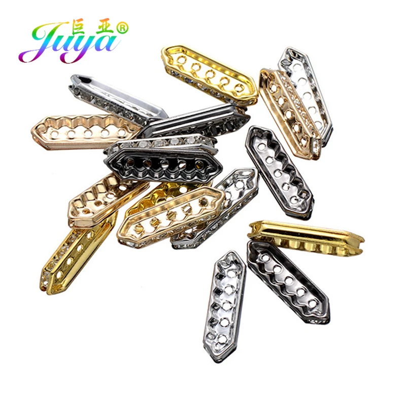 Juya 50pcs/lot Wholesale Metal Spacers Supplies DIY 2 3 5 Holes Spacer Bars Accessories For Beadwork Jewelry Making