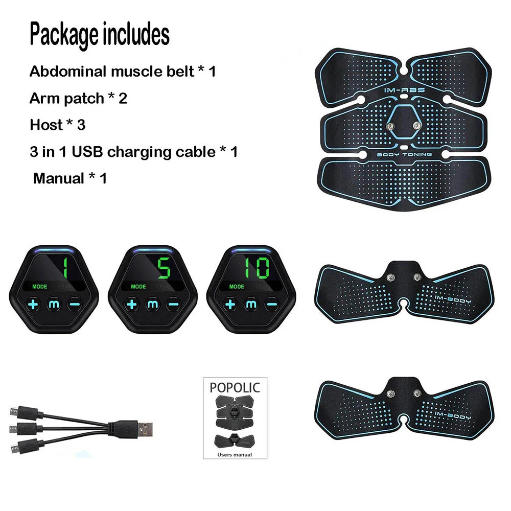 Abdominal Muscle Stimulator Trainer EMS Abs Fitness Equipment Training Gear Muscles Electrostimulator Toner Exercise At Home Gym