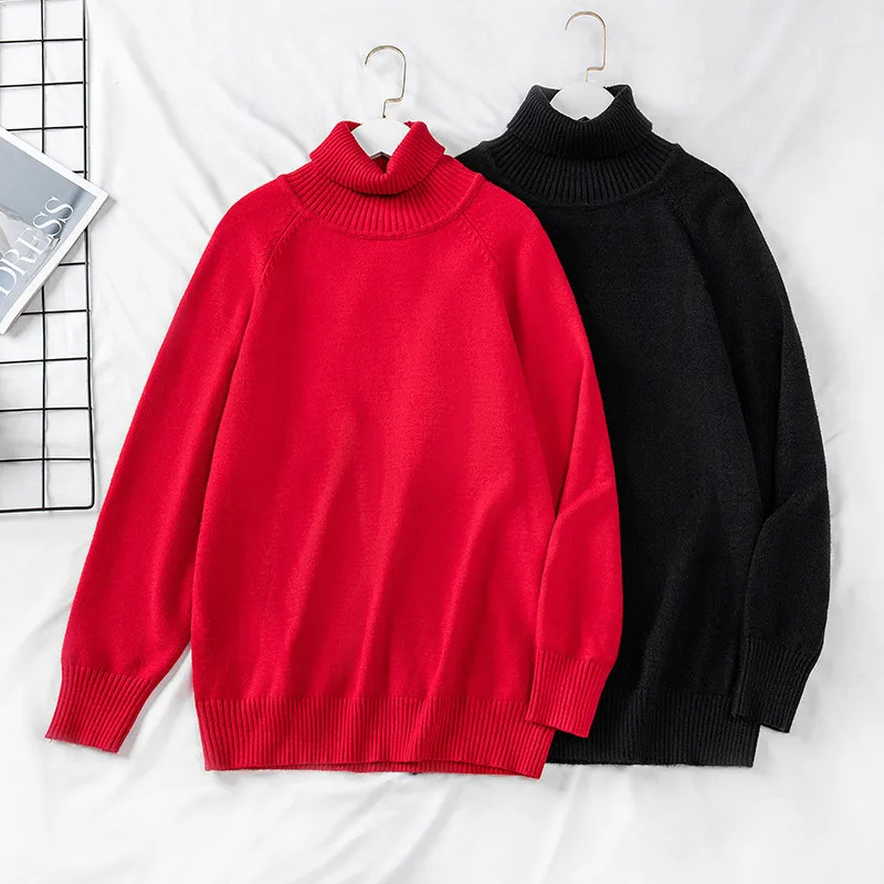 2022 High Quality New Long Sleeve Knit Sweater Women\'s Top Autumn Winter Loose Turtleneck Bottoming Shirt Casual Pullovers KW368