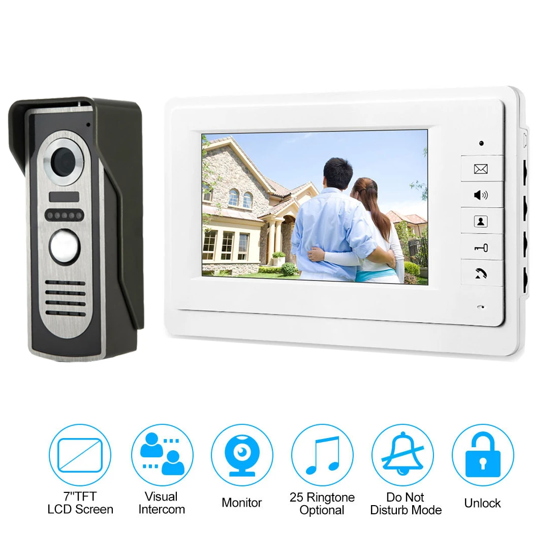 SYSD-visiophone filaire 7 pouces, interphone vidéo de sécurité pour la maison, caméra avec déverrouillage, vision nocturne