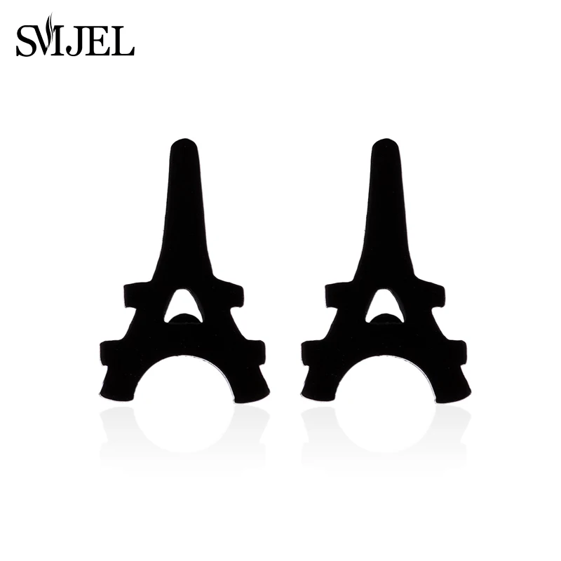 Design Small Eiffel Tower Shape Earrings for Women Girls Party Jewelry Stainless Steel Paris France Tower Stud Earrings Gifts