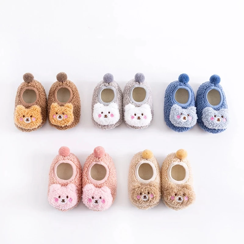 

Cute Bear Baby Socks Winter Warm Baby Shoes for Toddlers Newborn First Walkers Soft Sole Non-slip Boys Girls Floor Socks 0-18M