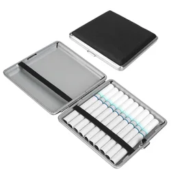 Stainless Steel Tobacco Cigarette Box For 20pcs Cigarettes Leather Cigars Cigarette Cases 1PCS Cigarette Tools Double-open