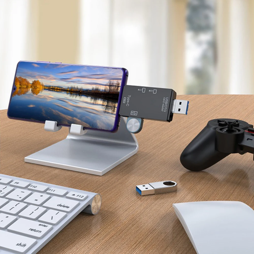 New 6-In-1Card Reader USB2.0 Micro USB 2.0 Type C to SD Micro SD TF  Adapter Smart Memory SD OTG Card Reader for Laptop