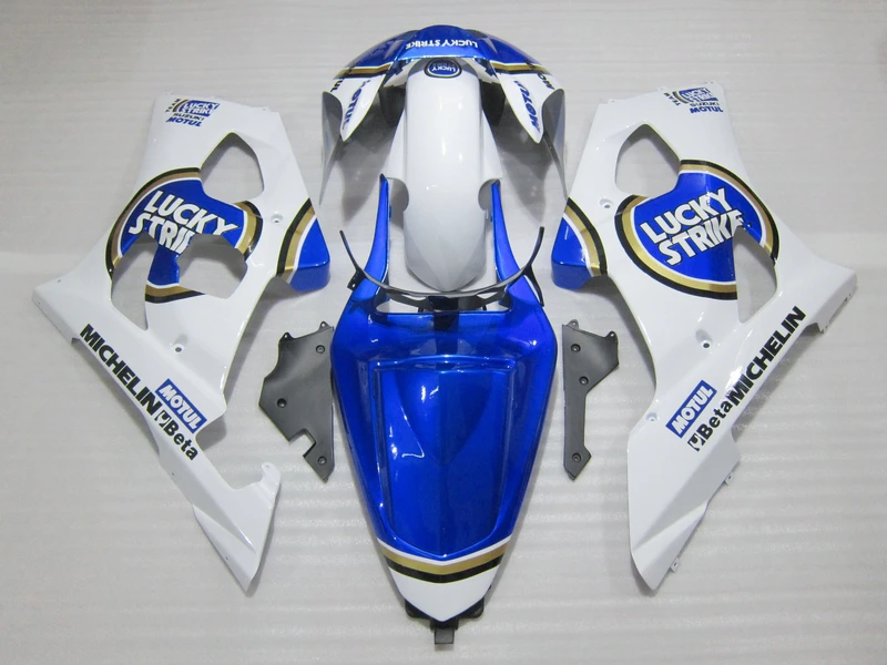 Motorcycle fairings set for SUZUKI GSX-R1000 03 04 white blue LUCKY STRIKE ABS fairing body kit K3 GSXR1000 2003 2004 CV5