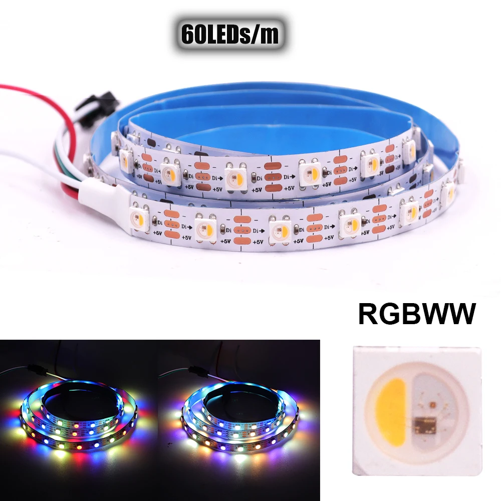 5V adresowalny SK6812 dioda LED RGBW taśmy 30/60/96/144 diod/M indywidualnie taśma pikselowa LED wodoodporna RGBWW RGBNW WWA podobne WS2812B