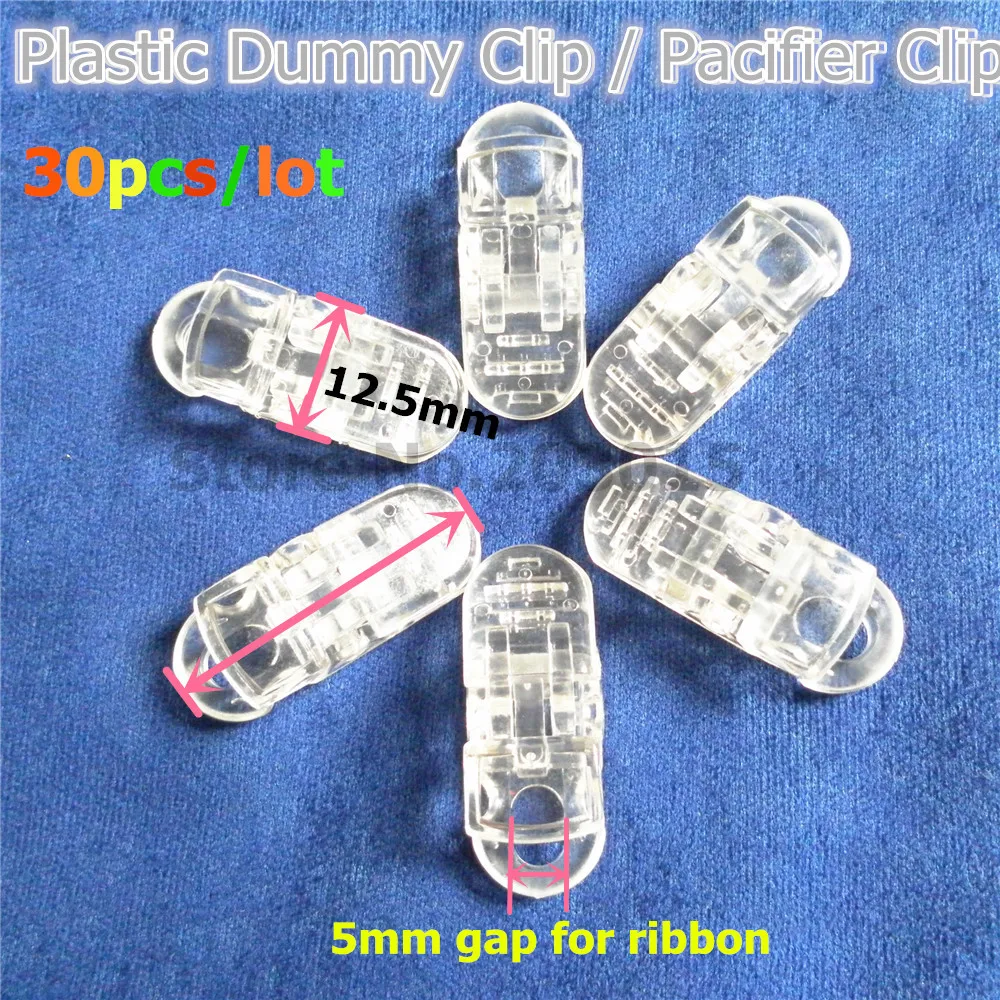 

Chenkai 30pcs Clear Plastic Pacifier Dummy Clips DIY Transparent Alligator Baby suspender Lanyard Chain Holder Toy Clip