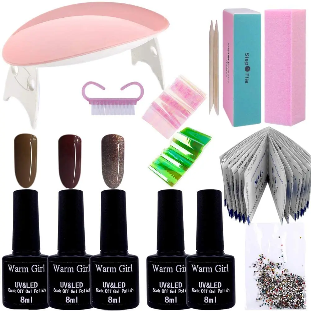 

Warm Girl Gel Nail Polish Set Starter Kit - with 12W LED Nail Lamp Base Top Coat ,Portable DIY Home Gel Manicure Set#04