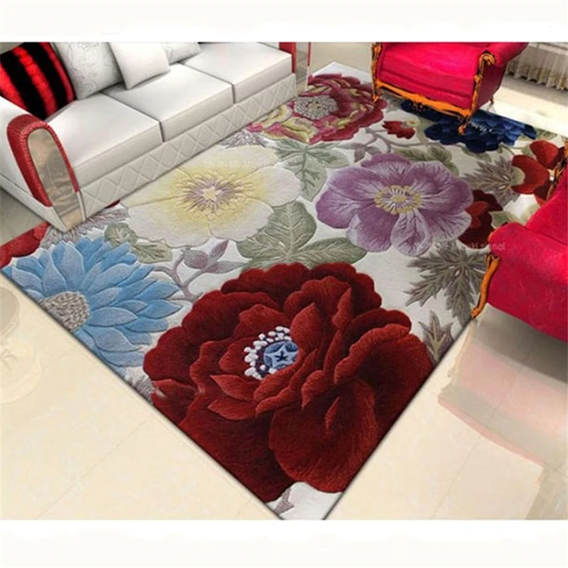 100% Wool carpet with flowers for Living Room Bedroom Hallway Corridor large Mat Rugs Decoration Floor rugs Custom made