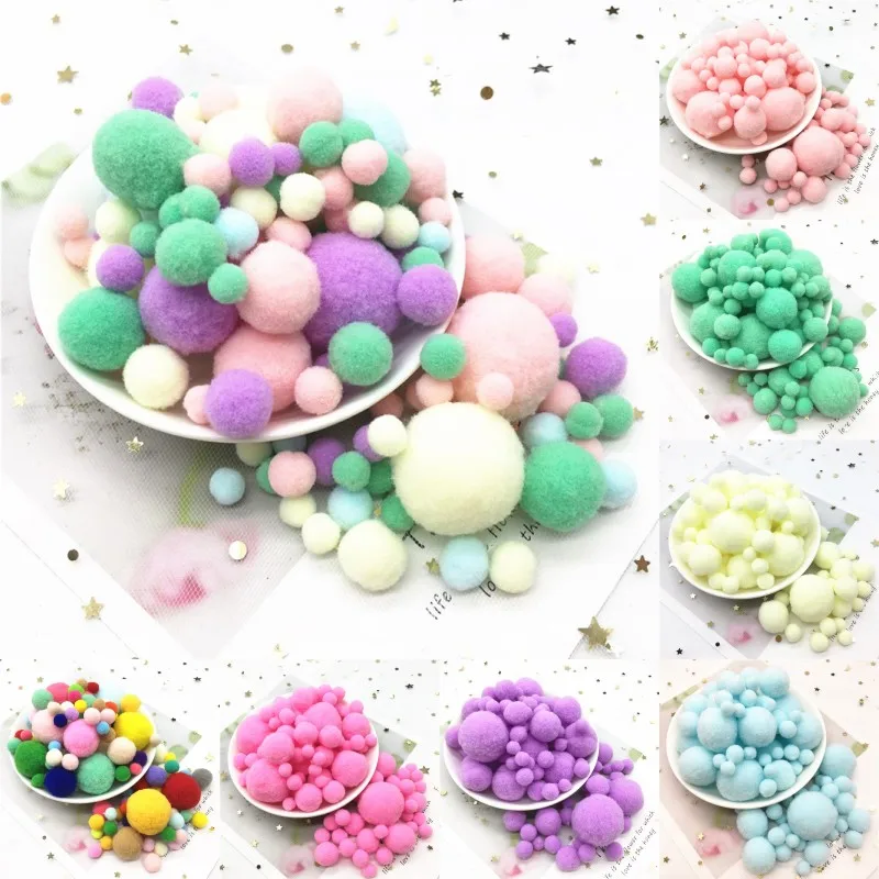 Mix Size Pompoms 8-30mm Mulit Colors Soft Pompone Fur Kids DIY Craft Toys Pom Poms Wedding Decoration Sewing Accessories 20g/lot