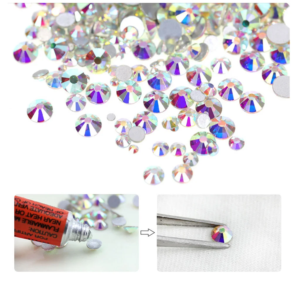 Strass à colle Non correctrice pour décorations d'ongles, pierres Ss3-ss30 à dos plat, colle sur Strass, autocollant pour ongles, accessoires, gemmes d'art