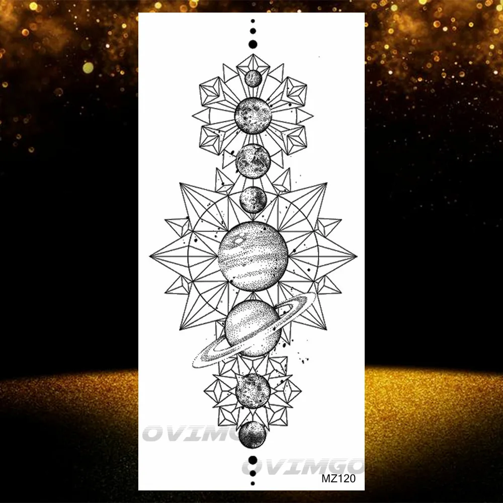 Blue Watercolor Galaxy Astronaut Temporary Tattoos Outer Space Man Body Art Fake Tattoos Stickers Forearm Planets Thinker Tatoos image 6