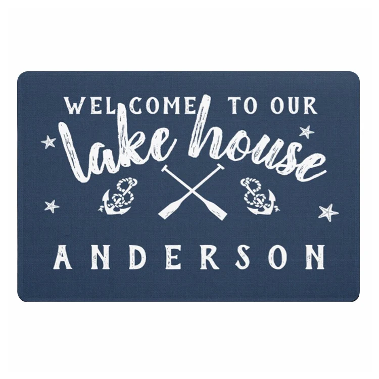 

Modern Lake House Paddles Anchors Custom Navy White Rubber Doormat Custom Welcome Door Mat for Living Room Outdoor Rug Carpet