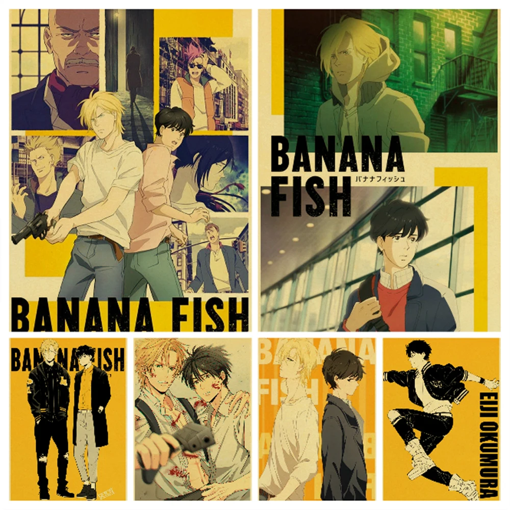 Japanese Popular Anime BANANA FISH Family Wall Art Decoration Retro Canvas Wall Print Art Painting Picture Nordic Kid Room Decor