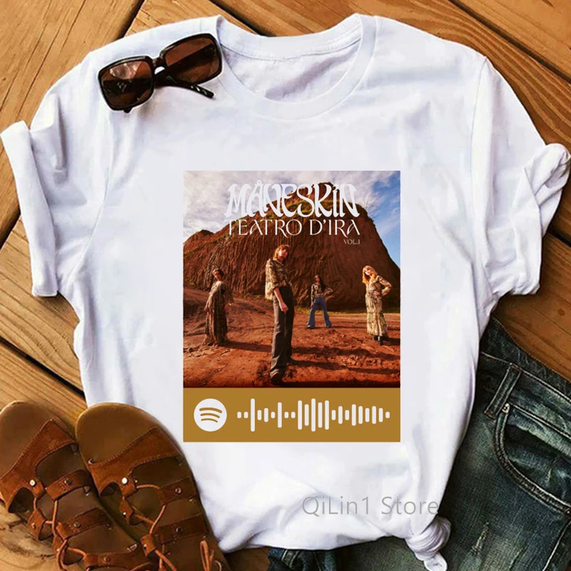 

MåNeskin Damiano David Poster Zitti E Buoni Graphic Print Tshirt Women Maneskin Rock Band T-Shirt Femme Summer Fashion T Shirt